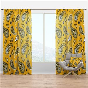 DesignArt Yellow 108-in x 52-in Traditional Semi-Sheer Curtain Panel