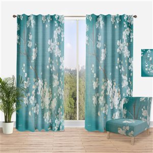 Designart 90-in x 52-in Blue Traditional Blackout Curtain Panel