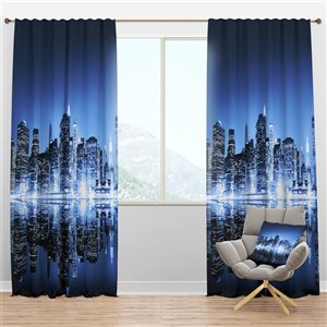 DesignArt 108-in x 52-in Blue Modern/Contemporary Blackout Curtain Panel