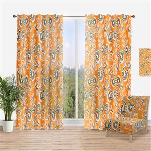 DesignArt 120-in x 52-in Orange Modern/Contemporary Semi-Sheer Curtain Panel