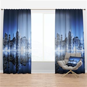Designart 120-in x 52-in Blue Modern/Contemporary Semi-Sheer Curtain Panel