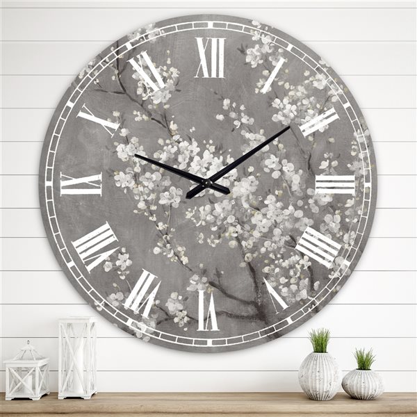 Designart Grey Analog Round Wall Standard Clock CLM30561-C36 | RONA