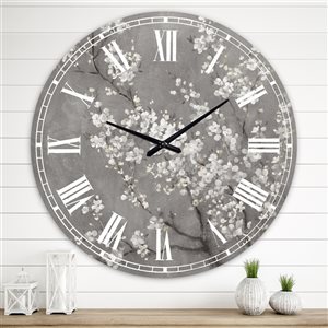 Designart Grey Analog Round Wall Standard Clock