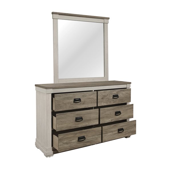 Hometrend Arcadia White And Grey 6, Maple Double Dresser Mirror