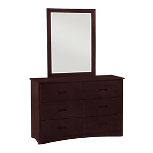 HomeTrend Rowe Dark Brown Asian Hardwood 6-Drawer Double Dresser - Mirror Included