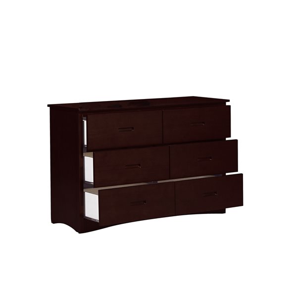 HomeTrend Rowe Dark Brown Asian Hardwood 6-Drawer Double Dresser