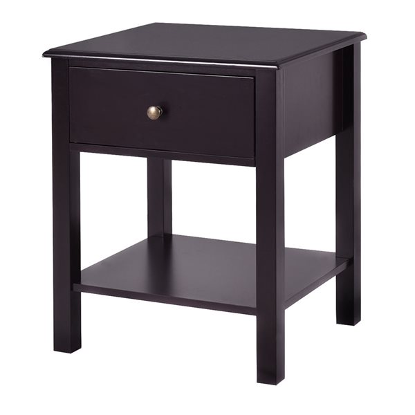Costway 19-in x 23-in x 16-in Brown Wood Modern Nightstand
