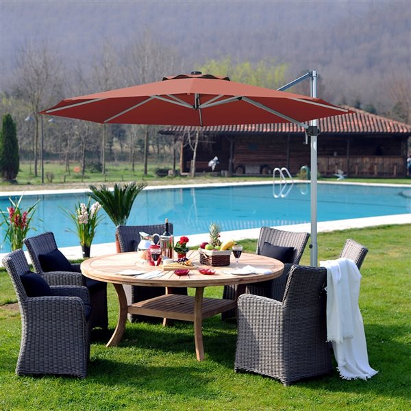 Costway 11-ft Red Garden Patio Umbrella Crank and Base