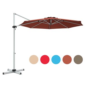 Costway 11-ft Red Garden Patio Umbrella Crank and Base