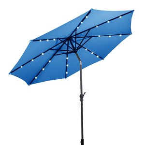 Costway 10-ft Blue Garden Patio Umbrella Crank with LED