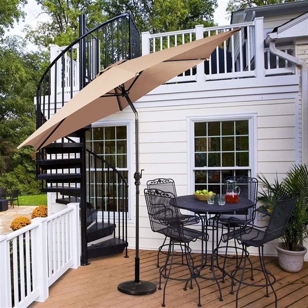 Costway 10-ft Off-White Garden Patio Umbrella Crank