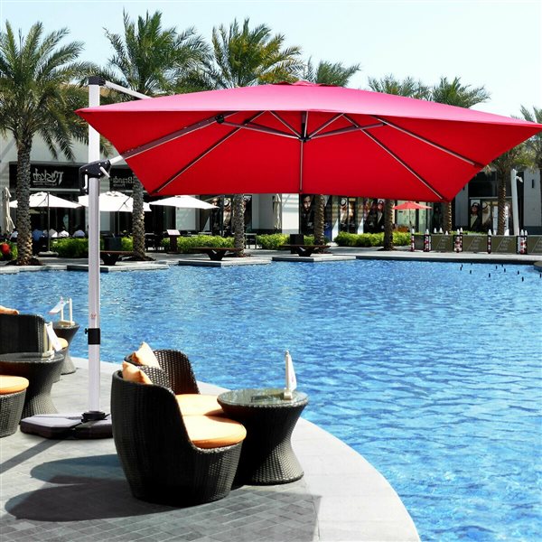 Costway 10-ft Red Garden Patio Umbrella Crank with Base