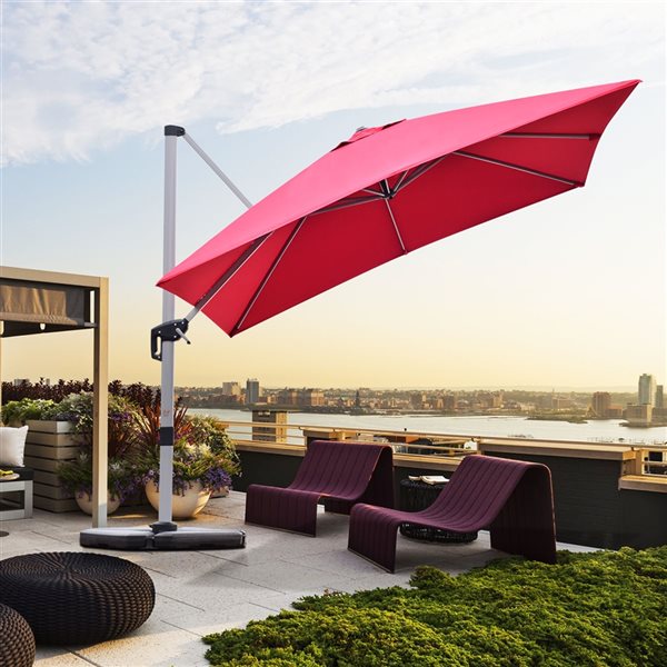 Costway 10-ft Red Garden Patio Umbrella Crank with Base