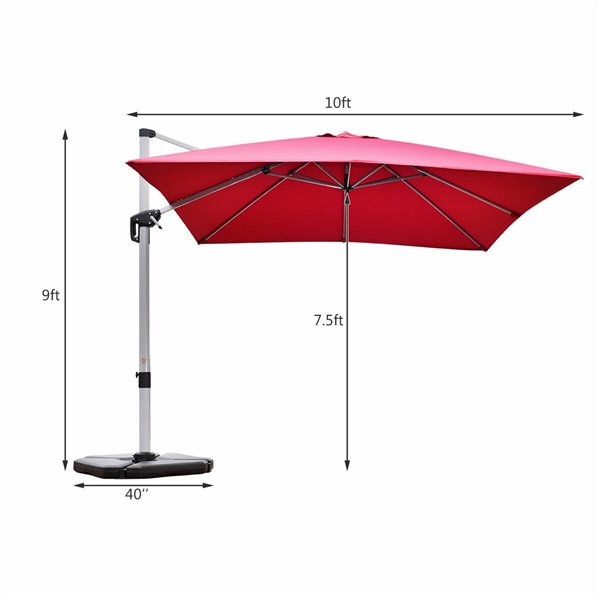 Costway 10-ft Red Garden Patio Umbrella Crank with Base