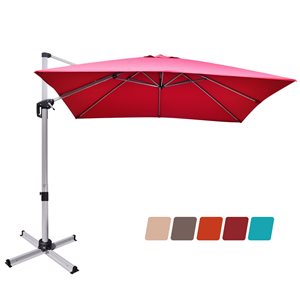 Costway 10-ft Red Garden Patio Umbrella Crank with Base