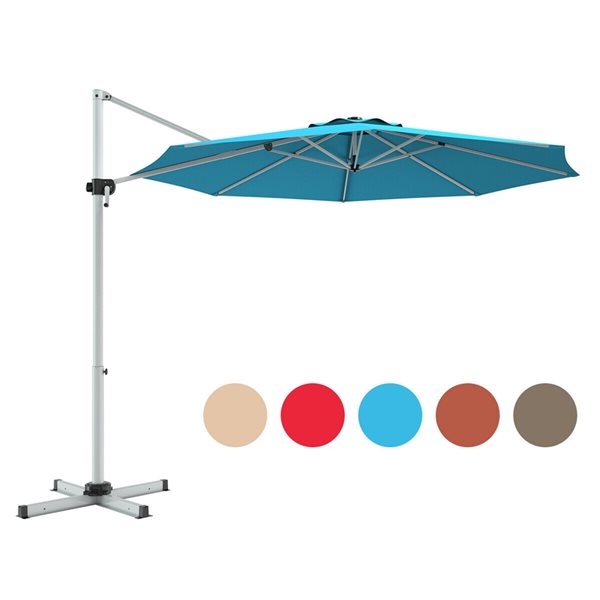 Costway 11-ft Blue Garden Patio Umbrella Crank and Base