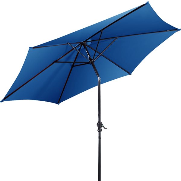 Costway 10-ft Blue Garden Patio Umbrella Crank