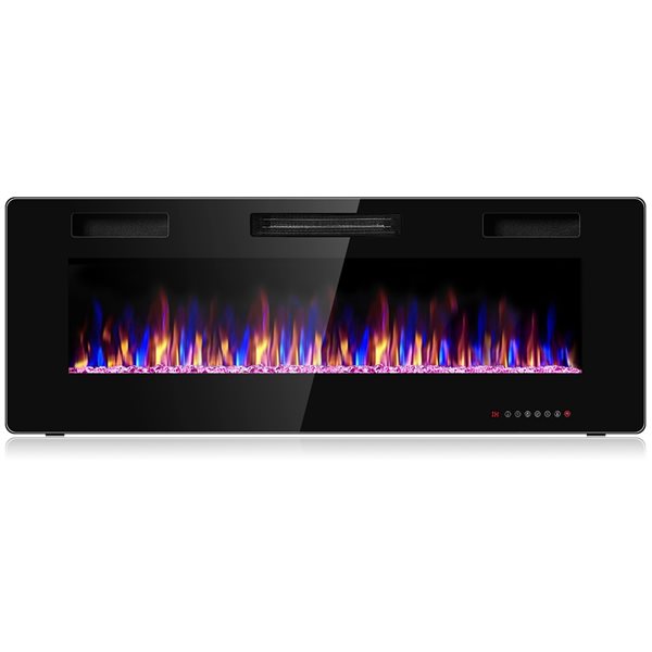 Costway 50-in Black Wall-Mounted Electric Fireplace with Remote Control