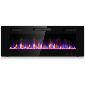 Costway 50-in Black Wall-Mounted Electric Fireplace with Remote Control