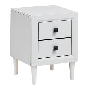 Costway 16-in x 22-in x 16-in White Rubberwood 2-Drawer Nightstand