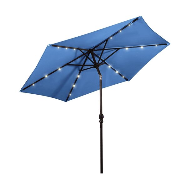 Costway 9-ft Blue Garden Patio Umbrella Crank with LED