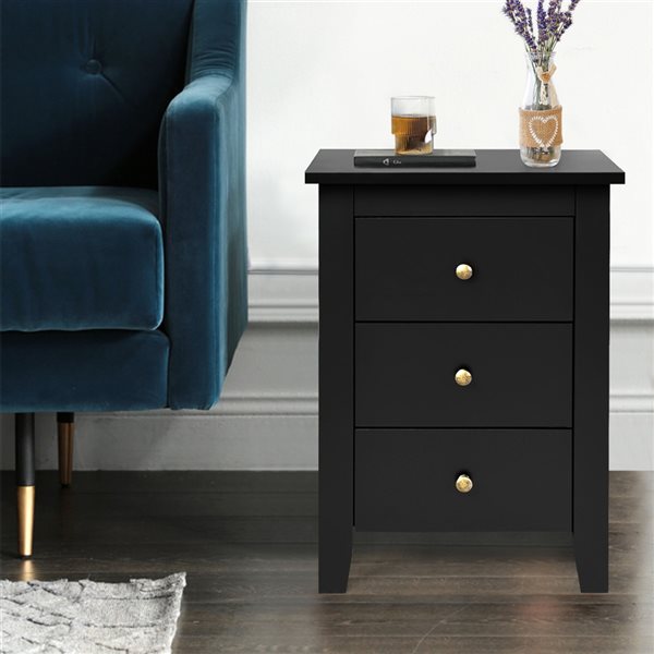 set of 2 black night stands