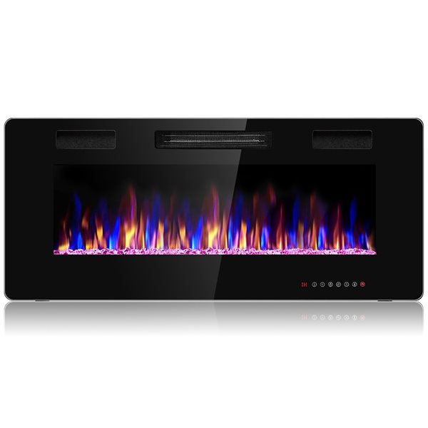 Costway 42-in Black Wall-Mounted Electric Fireplace with Remote Control