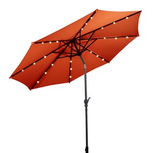 Costway 10-ft Orange Garden Patio Umbrella Crank with LED