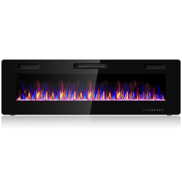 Costway 60-in Black Wall-Mounted Electric Fireplace with Remote Control