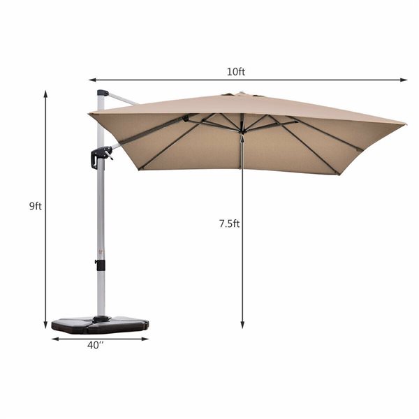 Costway 10-ft Tan Garden Patio Umbrella Crank and Base