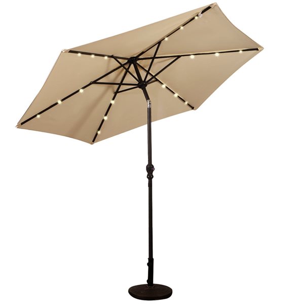 Costway 9-ft Beige Garden Patio Umbrella Crank with LED