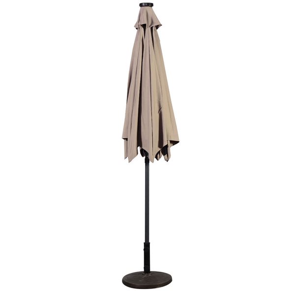 Costway 9-ft Beige Garden Patio Umbrella Crank with LED