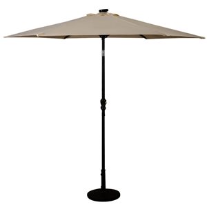 Costway 9-ft Beige Garden Patio Umbrella Crank with LED