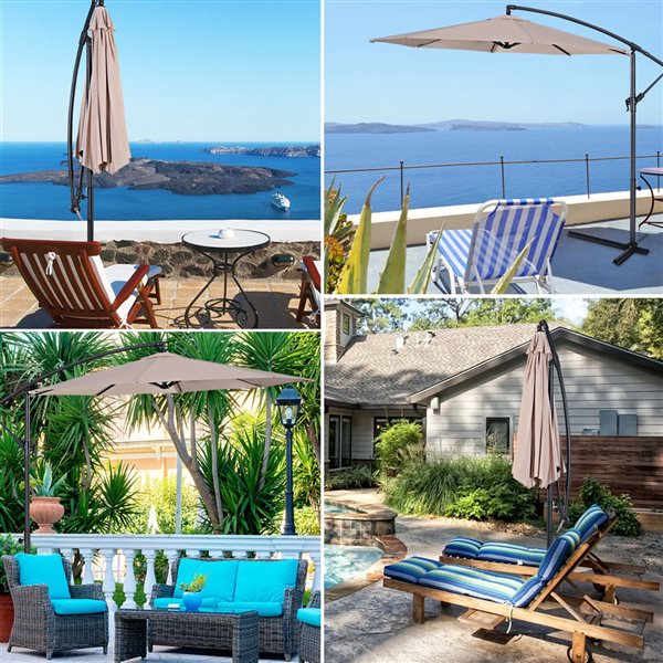 Costway 10-ft Garden Patio Umbrella Crank in Off-White