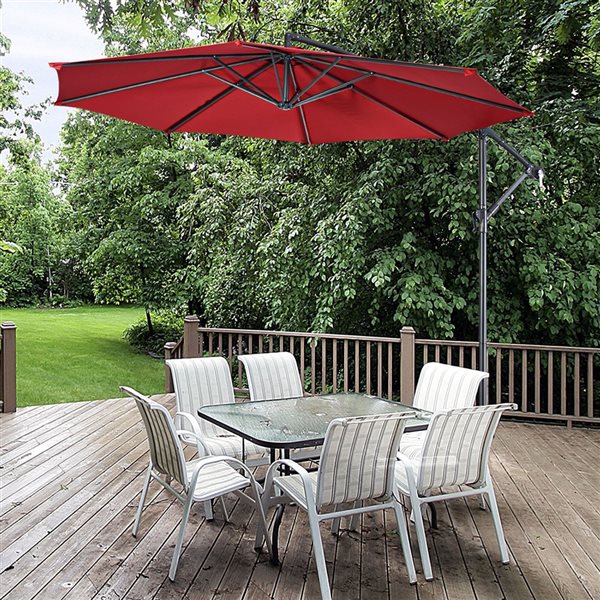 Costway 10-ft Burgundy Garden Patio Umbrella Crank