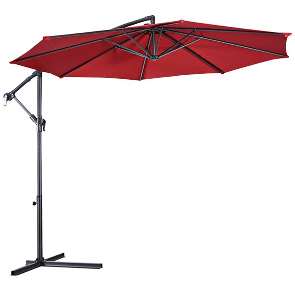 Costway 10-ft Burgundy Garden Patio Umbrella Crank