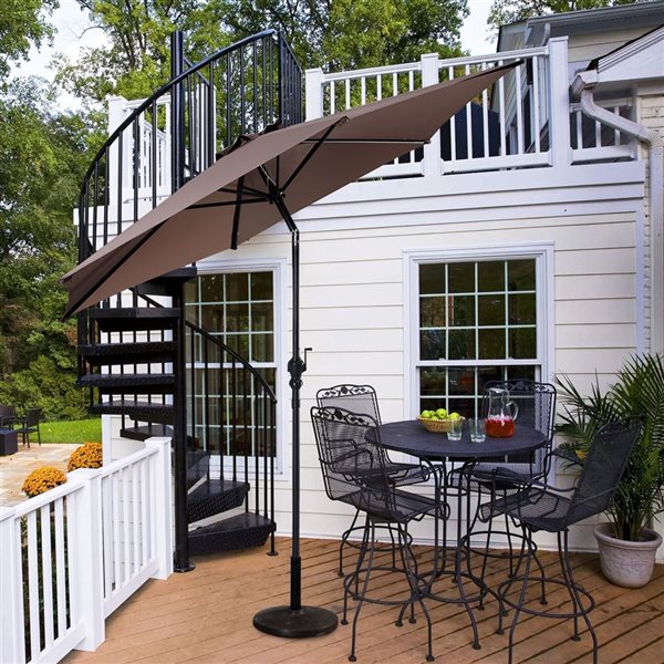 Costway 10-ft Tan Garden Patio Umbrella Crank