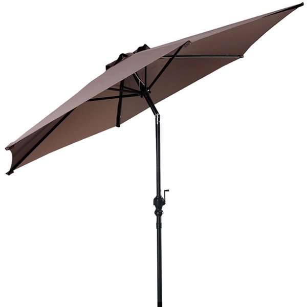 Costway 10-ft Tan Garden Patio Umbrella Crank