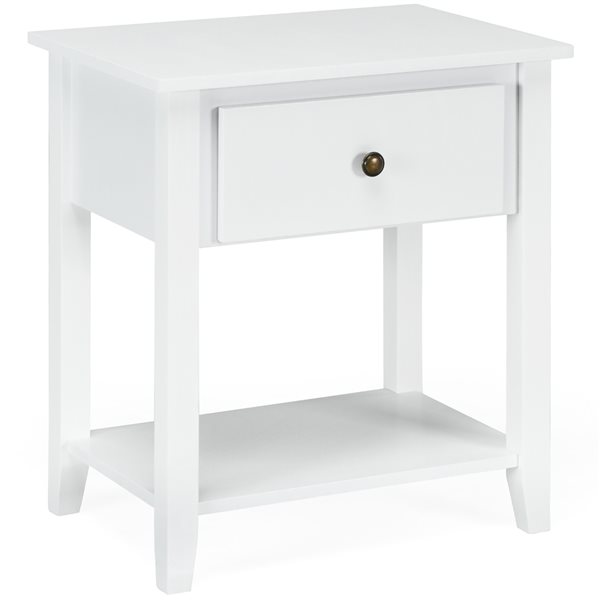 Costway 15-in x 24-in x 22-in White Wood Modern Nightstand