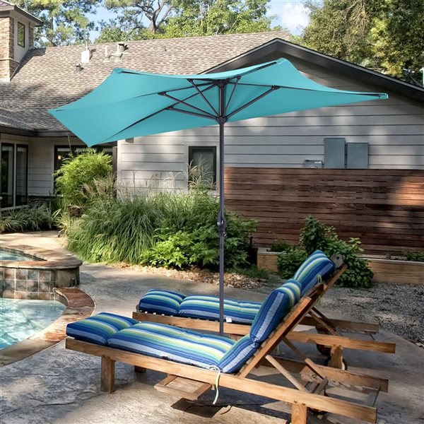 Costway 8.7-ft Turquoise Garden Patio Umbrella Crank