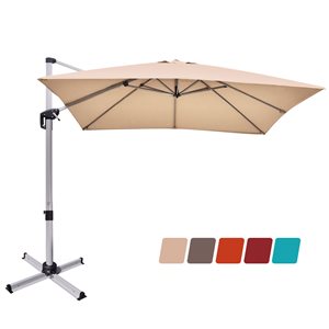 Costway 10-ft Beige Garden Patio Umbrella Crank and Base