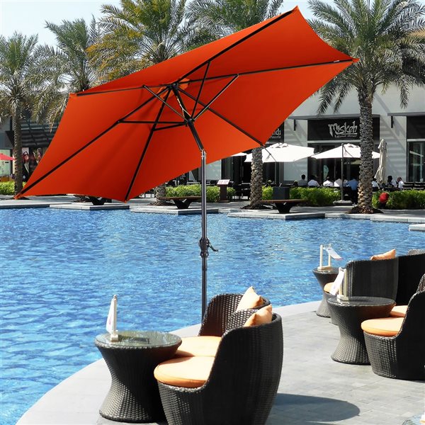 Costway 9-ft Orange Garden Patio Umbrella Crank