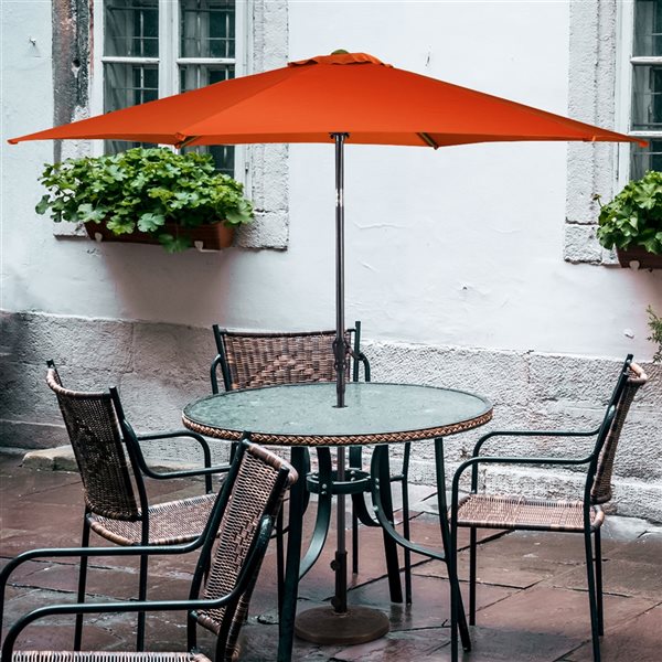 Costway 9-ft Orange Garden Patio Umbrella Crank