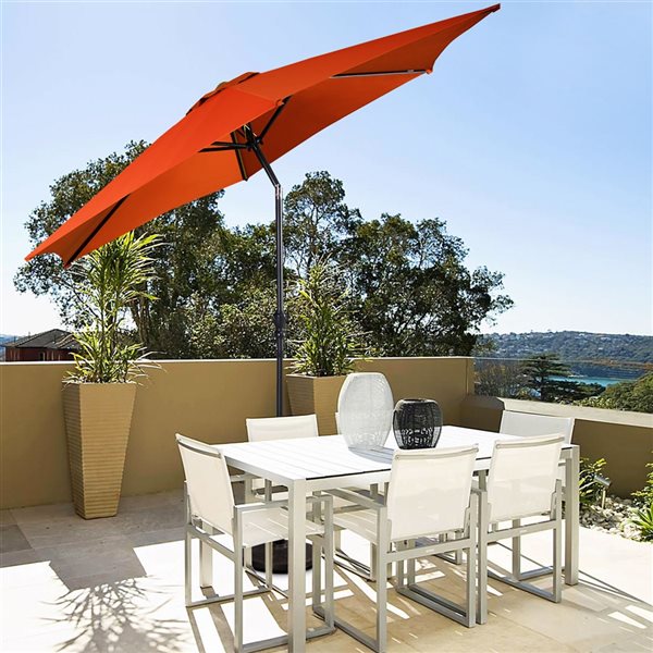 Costway 9-ft Orange Garden Patio Umbrella Crank