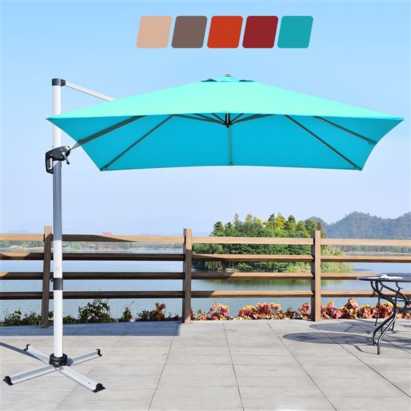 Costway 10-ft Blue Garden Patio Umbrella Crank and Base