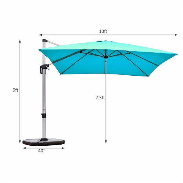 Costway 10-ft Blue Garden Patio Umbrella Crank and Base