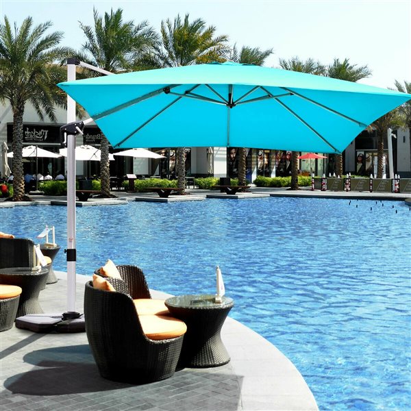 Costway 10-ft Blue Garden Patio Umbrella Crank and Base