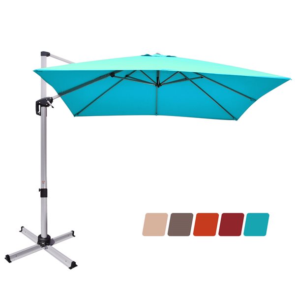 Costway 10-ft Blue Garden Patio Umbrella Crank and Base