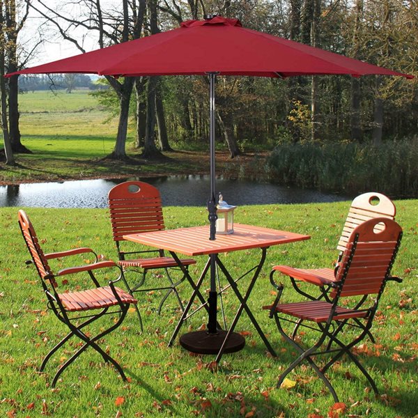 Costway 9-ft Burgundy Garden Patio Umbrella Crank with LED