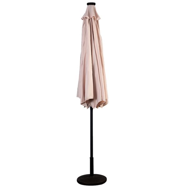 Costway 10-ft Beige Garden Patio Umbrella Crank with LED